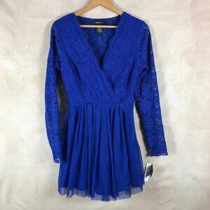 Teeze Me Juniors Blue Long Sleeve Tulle Party Dress NWT 9/10